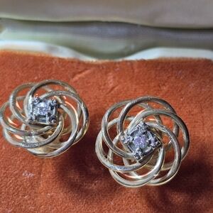 Elegant 14kt Gold and Diamond  Swirl Earrings